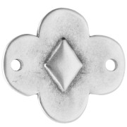 Distanziatore a fiore 19x17 mm con resina epossidica - Impiallacciatura in argento fino invecchiato - Rosso