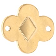 Distanziatore a fiore 19x17 mm in resina epossidica - Dorato in oro fino - Verde pastello x1