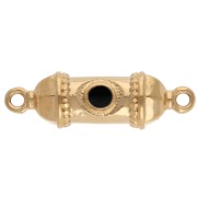 Distanziatore etnico per tubi 26x8 mm con resina epossidica - Dorato con oro fino - Nero x1