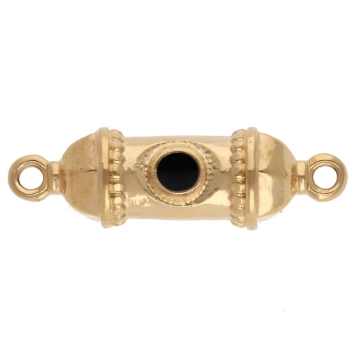 Distanziatore etnico per tubi 26x8 mm con resina epossidica - Dorato con oro fino - Nero x1