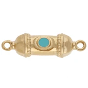 Distanziatore etnico 26x8 mm con resina epossidica - Dorato con oro fino - Turchese