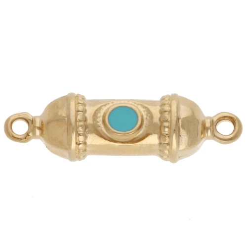 Distanziatore etnico 26x8 mm con resina epossidica - Dorato con oro fino - Turchese