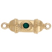 Distanziatore etnico 26x8 mm con resina epossidica - Dorato con oro fino - Verde x1