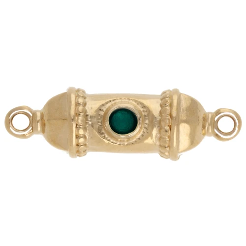 Distanziatore etnico 26x8 mm con resina epossidica - Dorato con oro fino - Verde x1