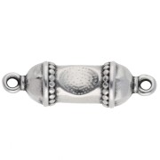 Distanziatore etnico a tubo 26x8 mm - Impiallacciatura in argento fino invecchiato - Turchese