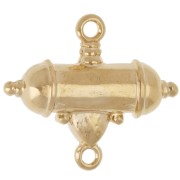 Distanziatore etnico a tubo e goccia 20x23 mm - Dorato in oro fino - Turchese x1