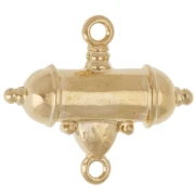 Distanziatore etnico a tubo e goccia 20x23 mm - Dorato con oro fino - Nero x1