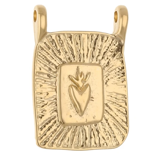Pendente rettangolare 20,5x14 mm con motivo a cuore - Dorato in oro fino