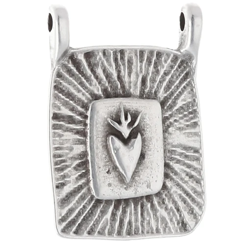 Ciondolo rettangolo 20,5x14 mm con motivo a cuore Placcatura in argento antico