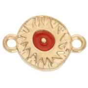 Distanziatore rotondo irregolare 11 mm motivo etnico - Dorato in oro fino - Giacinto x1