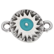 Distanziatore rotondo irregolare 11 mm motivo etnico impiallacciatura fine Arg vecchio - Turchese