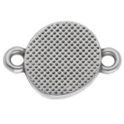 Distanziatore rotondo irregolare 11 mm motivo etnico impiallacciatura fine Arg vecchio - Turchese