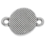 Distanziatore rotondo irregolare 11 mm motivo etnico impiallacciatura fine Arg vecchio - Turchese