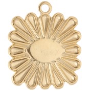 Ciondolo quadrato 24x20 mm - motivo occhi - Dorato in oro fino - Bianco - Blu x1