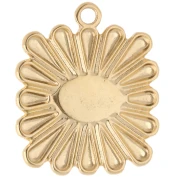 Ciondolo quadrato 24x20 mm - motivo occhi - Dorato in oro fino - Bianco - Blu x1