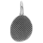 Ciondolo ovale irregolare 18x10 mm - motivo occhi - Placcatura in argento invecchiato x1