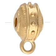 Perla tonda irregolare appiattita 9 mm con 1 anello - Dorata con oro fino x1