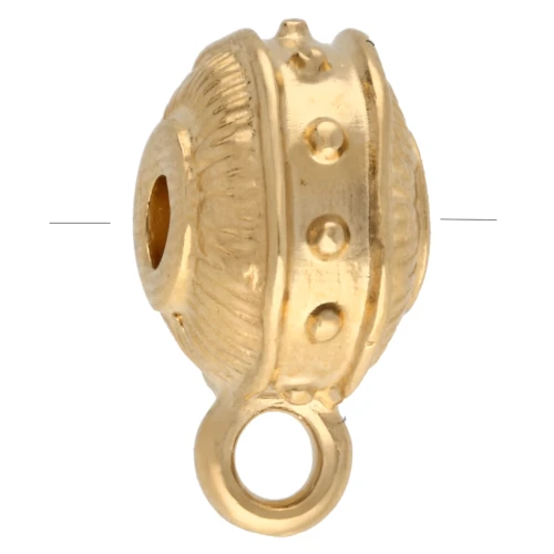 Perla tonda irregolare appiattita 9 mm con 1 anello - Dorata con oro fino x1