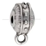 Perla tonda irregolare appiattita 9 mm con 1 anello - Placcatura argento fino antico x1