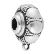 Perla rotonda appiattita da 17 mm - motivo floreale - con 1 anello Placcatura in argento invecchiato