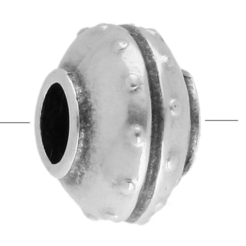 Perla piatta rotonda testurizzata 14 mm - Rivestimento in argento fino invecchiato x1