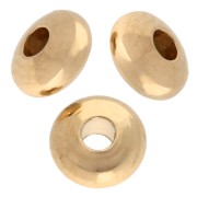 Perline tonde appiattite 4 mm - Dorate con oro fino x10