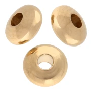 Perline tonde appiattite 4 mm - Dorate con oro fino x10