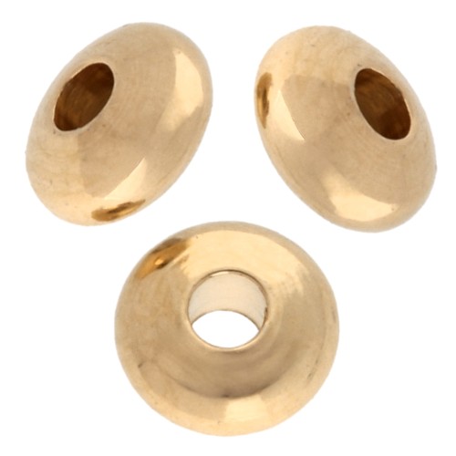 Perline tonde appiattite 4 mm - Dorate con oro fino x10