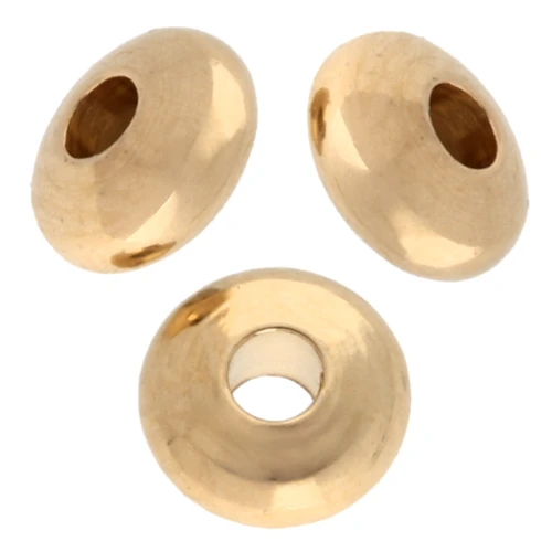 Perline tonde appiattite 4 mm - Dorate con oro fino x10