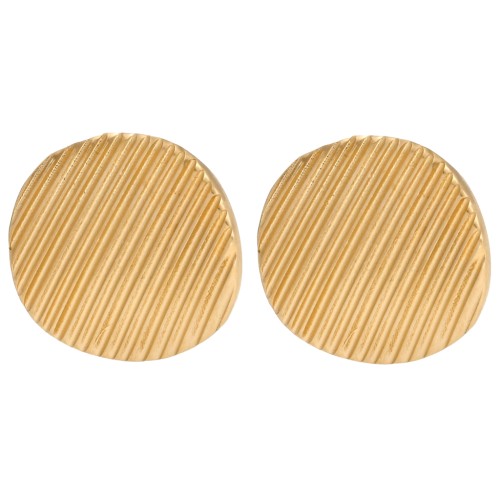 Orecchini tondi striati 22 mm effetto onda - Dorati con oro fino x2