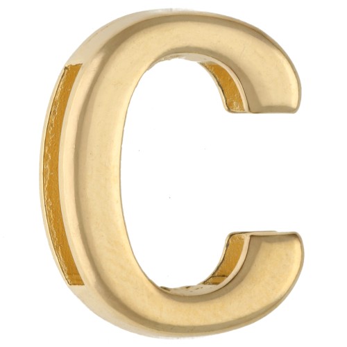 Farfallina con lettera dell'alfabeto 15x12 mm - C - per nastro da 10 mm - Dorato con oro fino x1