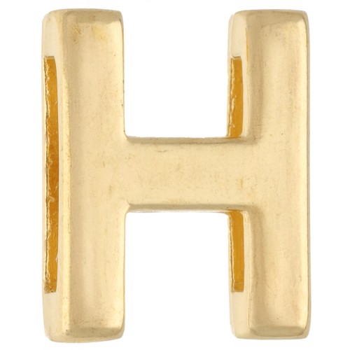 Farfallina con lettera dell'alfabeto 15x12 mm - H - per nastro da 10 mm - Dorata con oro fino x1