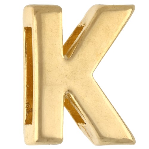 Farfallina con lettera dell'alfabeto 15x12 mm - K - per nastro da 10 mm - Dorata con oro fino x1