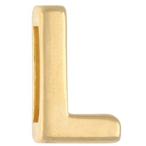Farfallina con lettera dell'alfabeto 15x9 mm - L - per nastro da 10 mm - Dorata con oro fino x1