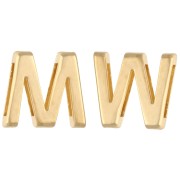Spingi lettera alfabetico 15x17 mm - M o W - per pizzo da 10 mm - Dorato con oro fino x1