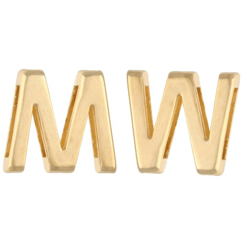 Spingi lettera alfabetico 15x17 mm - M o W - per pizzo da 10 mm - Dorato con oro fino x1