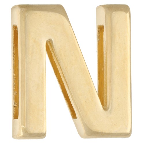 Farfallina con lettera dell’alfabeto 15x13 mm - N - per nastro da 10 mm - Dorata con oro fino x1