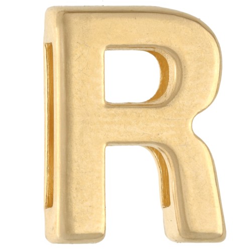 Farfallina con lettera dell'alfabeto 15x11,5 mm - R - per nastro da 10 mm - Dorata con oro fino x1