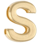 Spingitore lettera alfabetica 15x11 mm - S - per pizzo 10 mm - Dorato con oro fino x1
