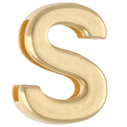 Spingitore lettera alfabetica 15x11 mm - S - per pizzo 10 mm - Dorato con oro fino x1