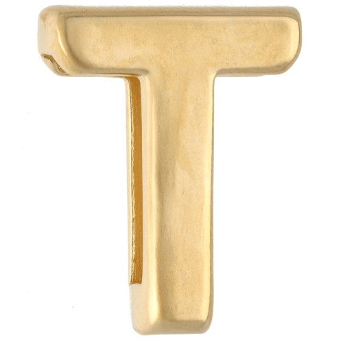 Spingitore lettera alfabetica 15x12 mm - T - per pizzo 10 mm - Dorato x1