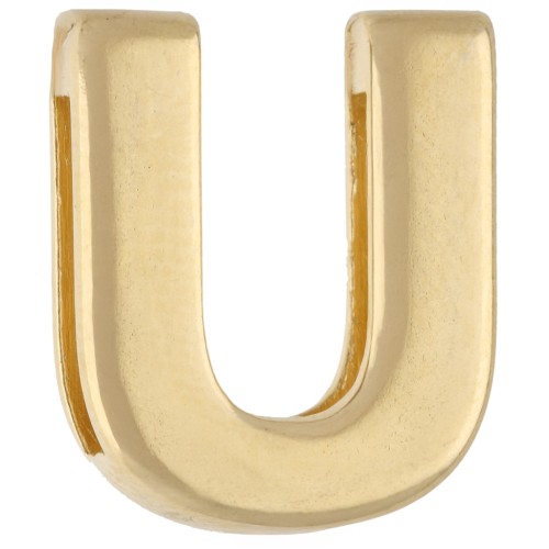 Farfallina alfabetica 15x13 mm - U - per nastro da 10 mm - Dorato con oro fino x1