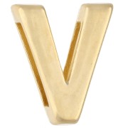 Farfalline alfabetiche 15x13 mm - V - per nastro da 10 mm - Dorato con oro fino x1