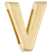 Farfalline alfabetiche 15x13 mm - V - per nastro da 10 mm - Dorato con oro fino x1