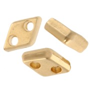 Perla a rombo 7x4 mm - doppio foro - Dorata con oro fino x1