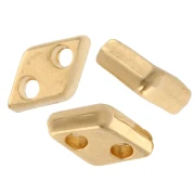 Perla a rombo 7x4 mm - doppio foro - Dorata con oro fino x1