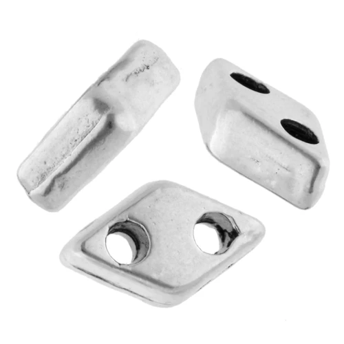 Perla romboidale 7x4 mm - doppio foro - impiallacciatura in argento invecchiato x1