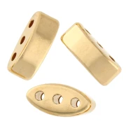 Navette di perle 8x4 mm - triplo foro - Dorate con oro fino x1