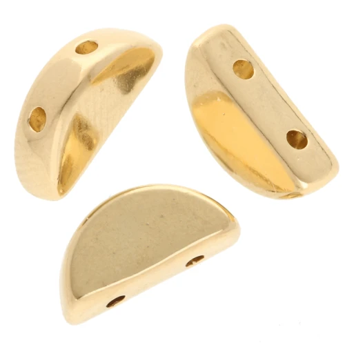 Perla a mezzaluna 5x10 mm - doppio foro - Dorata con oro fino x1