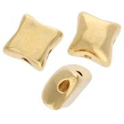 Perla diamantata bombata 8x7 mm - doppio foro - Dorata con oro fino x1